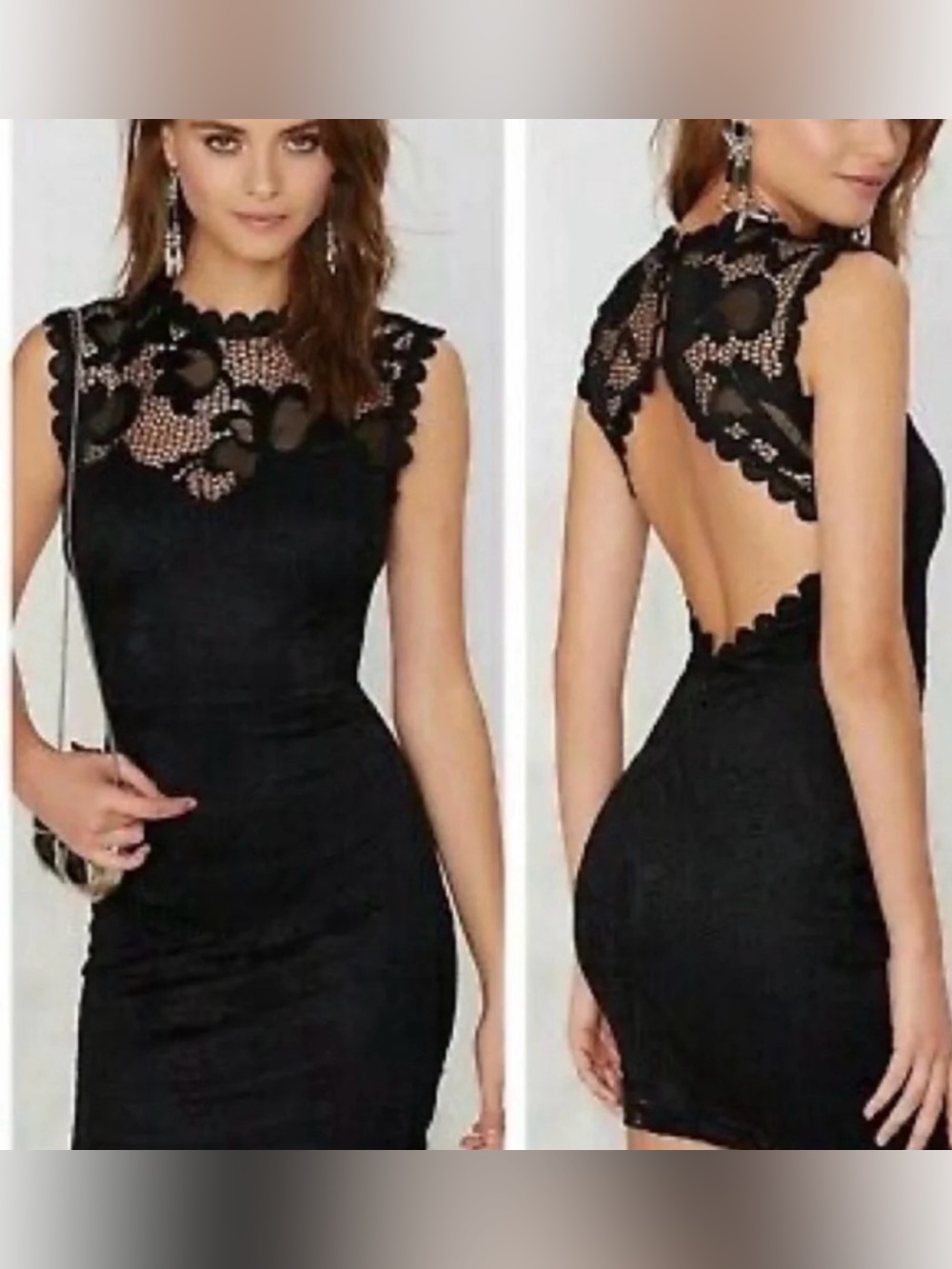 Nasty gal cocktail holiday little black lace dress
